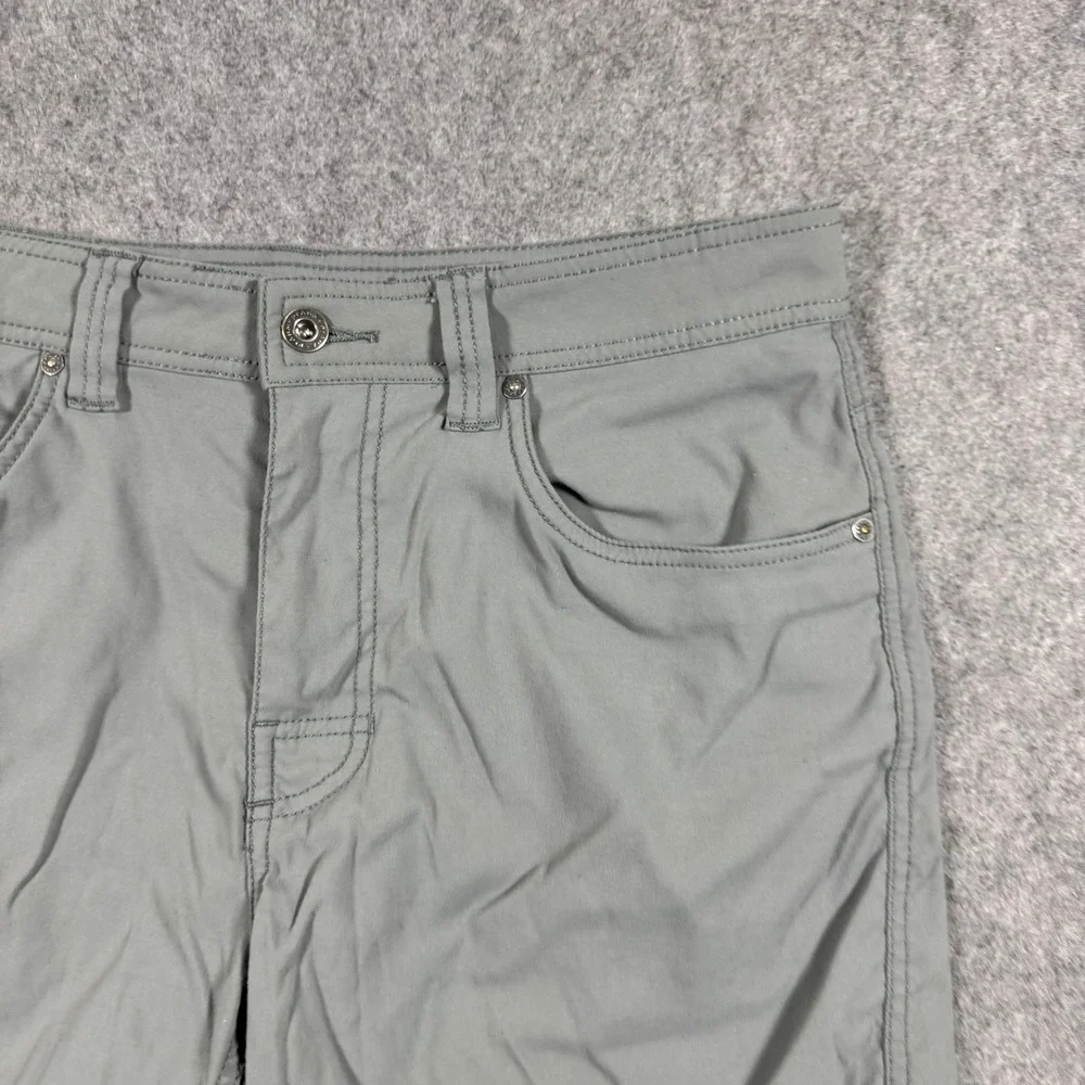 Prana Zion Shorts Mens 32 Gray Green Hiking Outdoor Stretch Nylon 11 Inseam